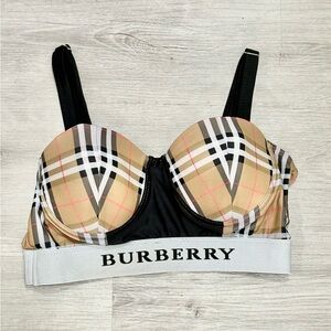 Burberry Check Pattern Bra - Black, Tan, and White